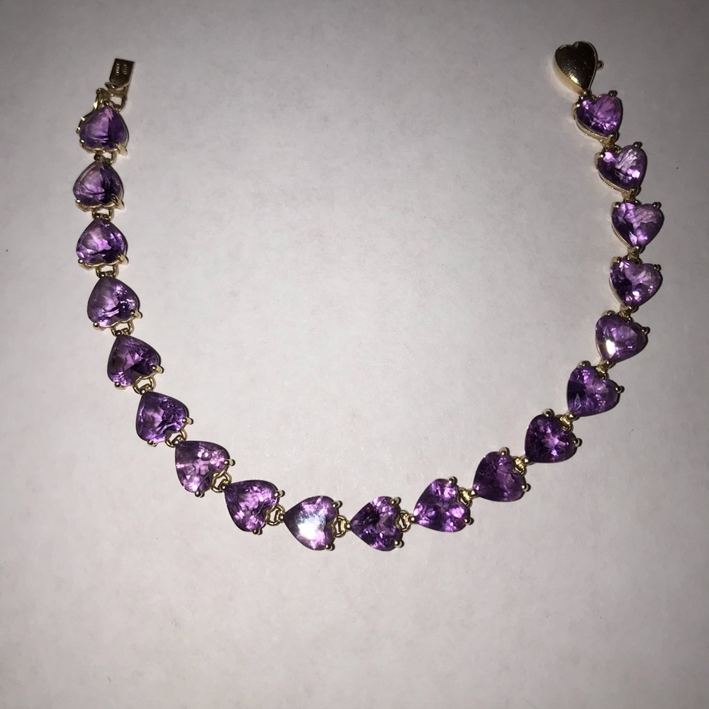 Amethyst heart tennis bracelet 14K gold